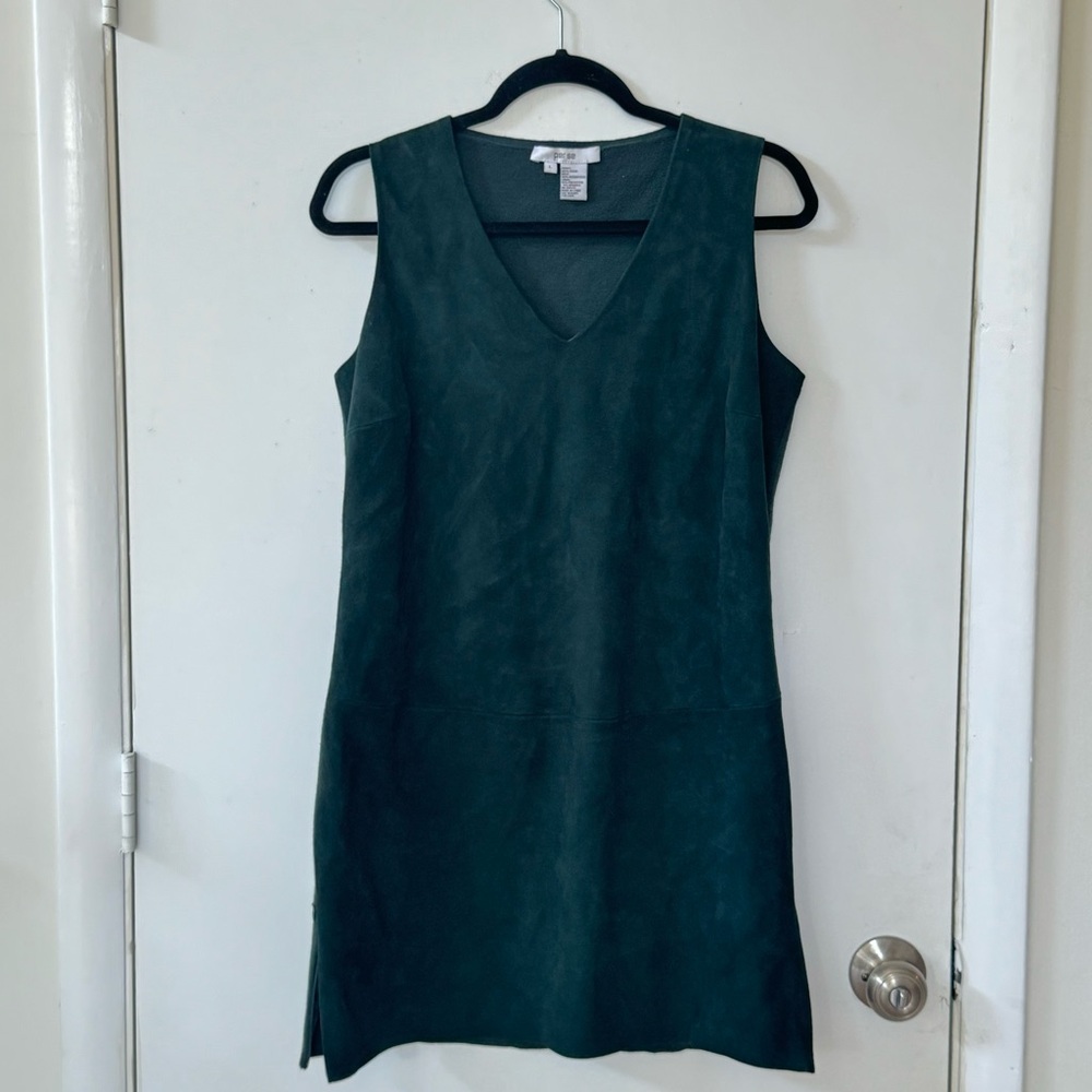 Per Se Suede Leather Wool Jumper Sweater Dress for Fall & Winter Layering | L